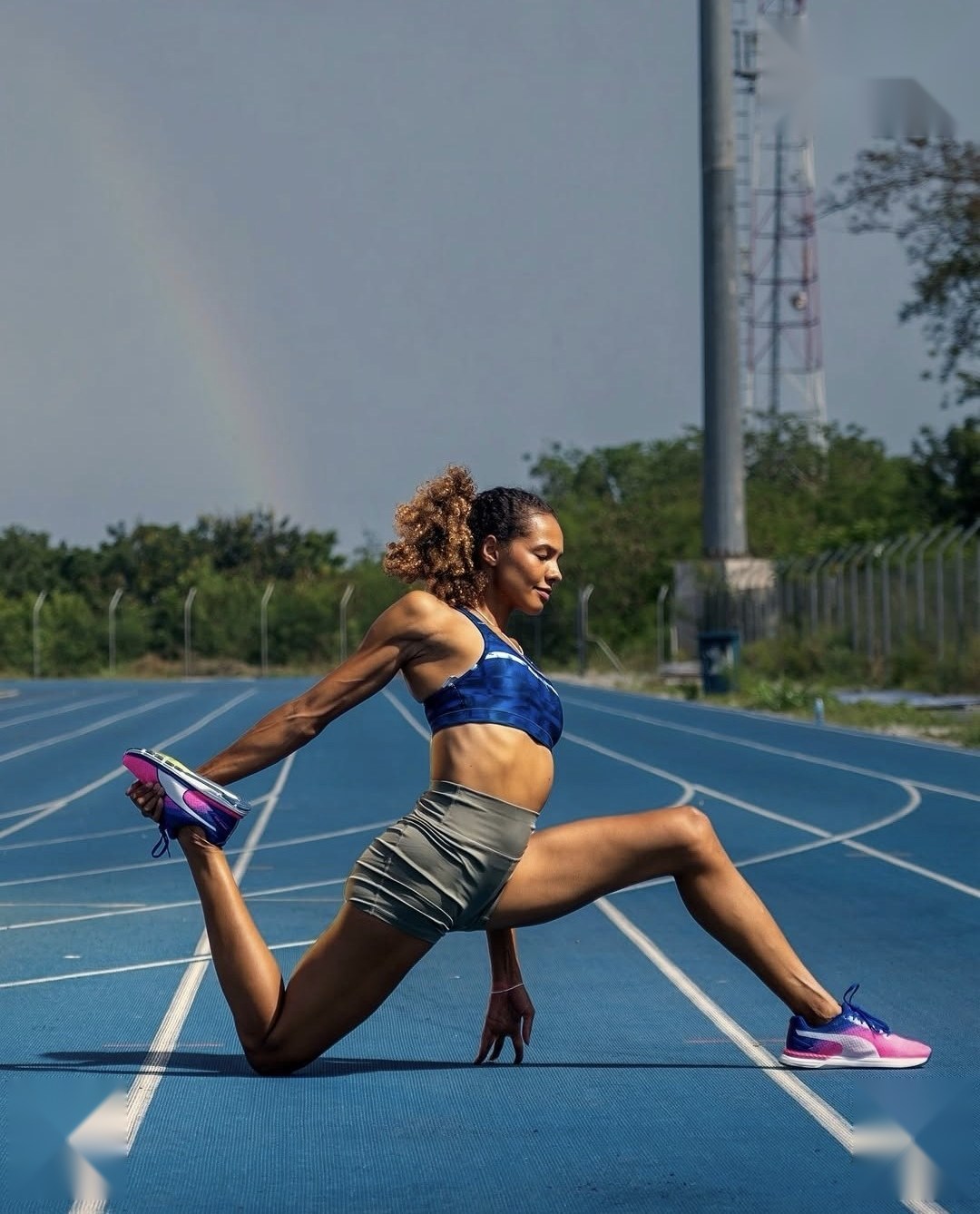 Alexandra Wester stretching on the track
